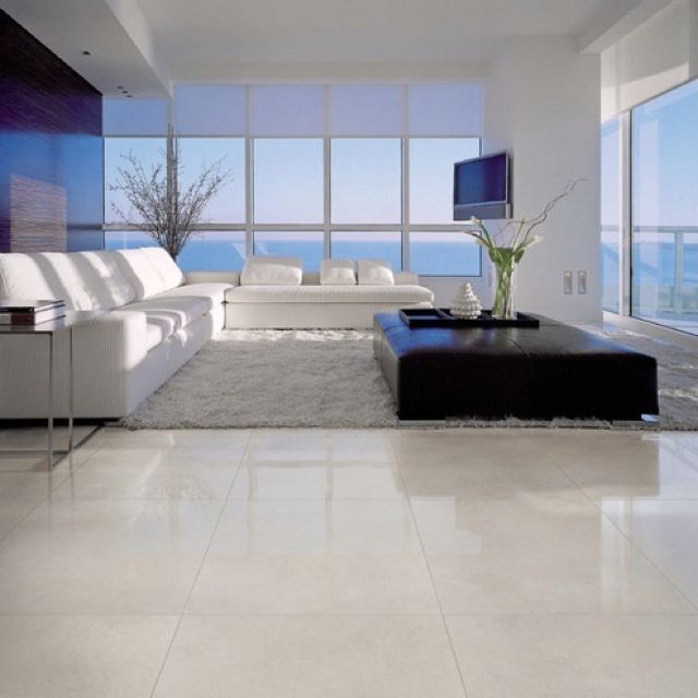 Pin by Louise Nielsen on contemporary house | White tile floor, Tile floor living room, Modern flooring